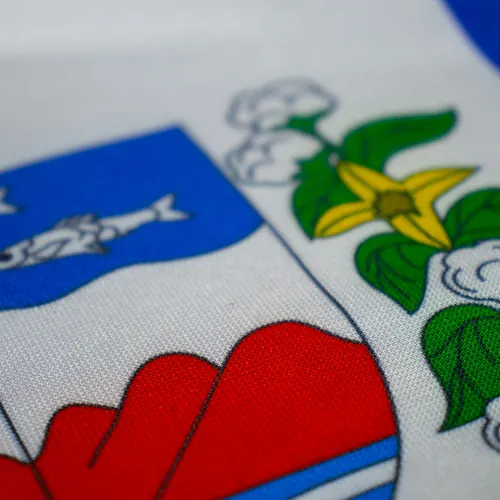 Detalhe das cores da bandeira de Alagoas no tecido