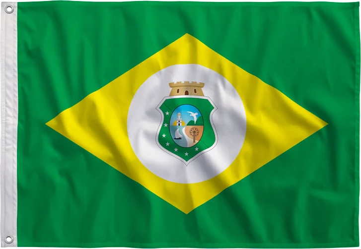 Bandeira do Ceará estampada, vista de frente