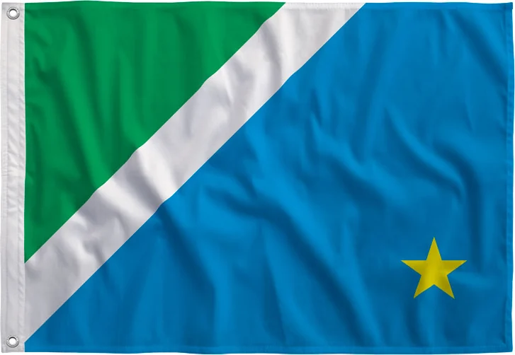Bandeira de Mato Grosso do Sul estendida, com bainha e ilhós