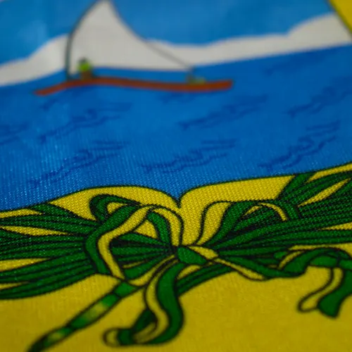 Detalhe das cores da bandeira do Rio Grande do Norte no tecido