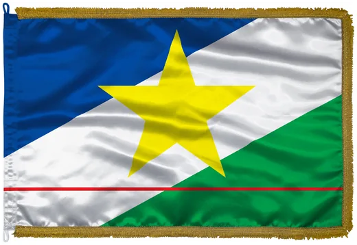 Bandeira de Roraima em cetim com franja dourada