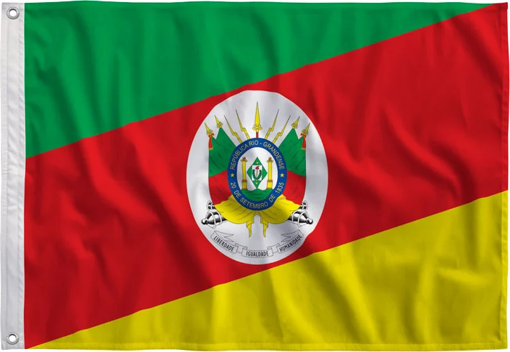 Bandeira do Rio Grande do Sul estampada, vista de frente