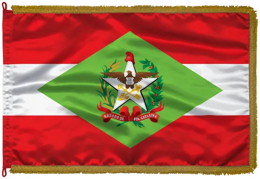 Bandeira de Santa Catarina em cetim com franja dourada