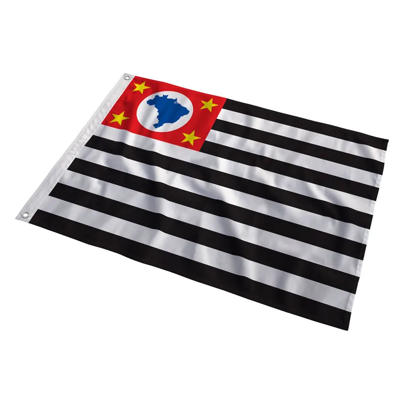 Bandeira de São Paulo estampada em poliéster, tremulando